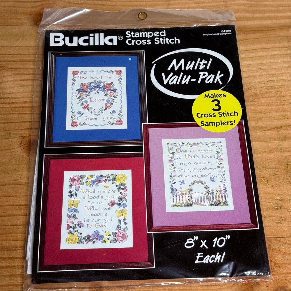Bucilla Stamped Cross Stitch Kit 64182 Inspirational Samplers Multi-Pak 1994 NEW